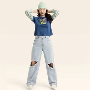 Retro Style Reptar Rugrats Long Sleeve Checkered Graphic Tee